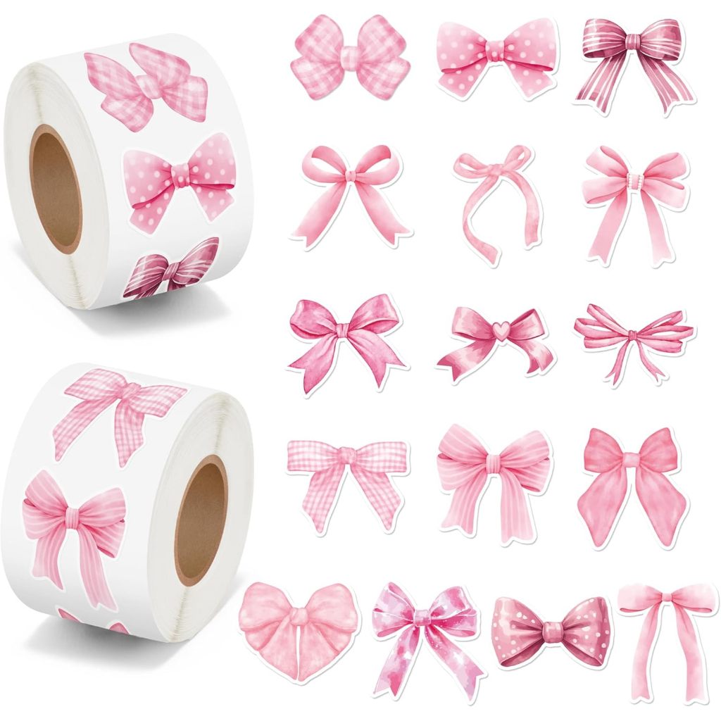 Pink Coquette Bow Sticker - Watercolor Decor Vintage Waterproof Bow ...