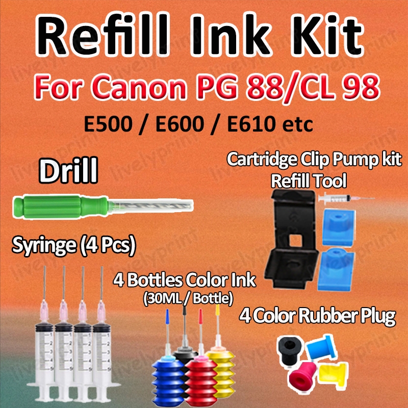 For Canon PG88 CL98 PG 88 CL 98 Refill Ink Tool E500 E600 E610 | Shopee ...