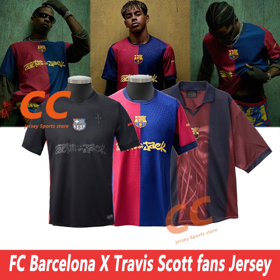 FC Barcelona Travis Scott Soccer Football Jersey Sports T shirt Men's