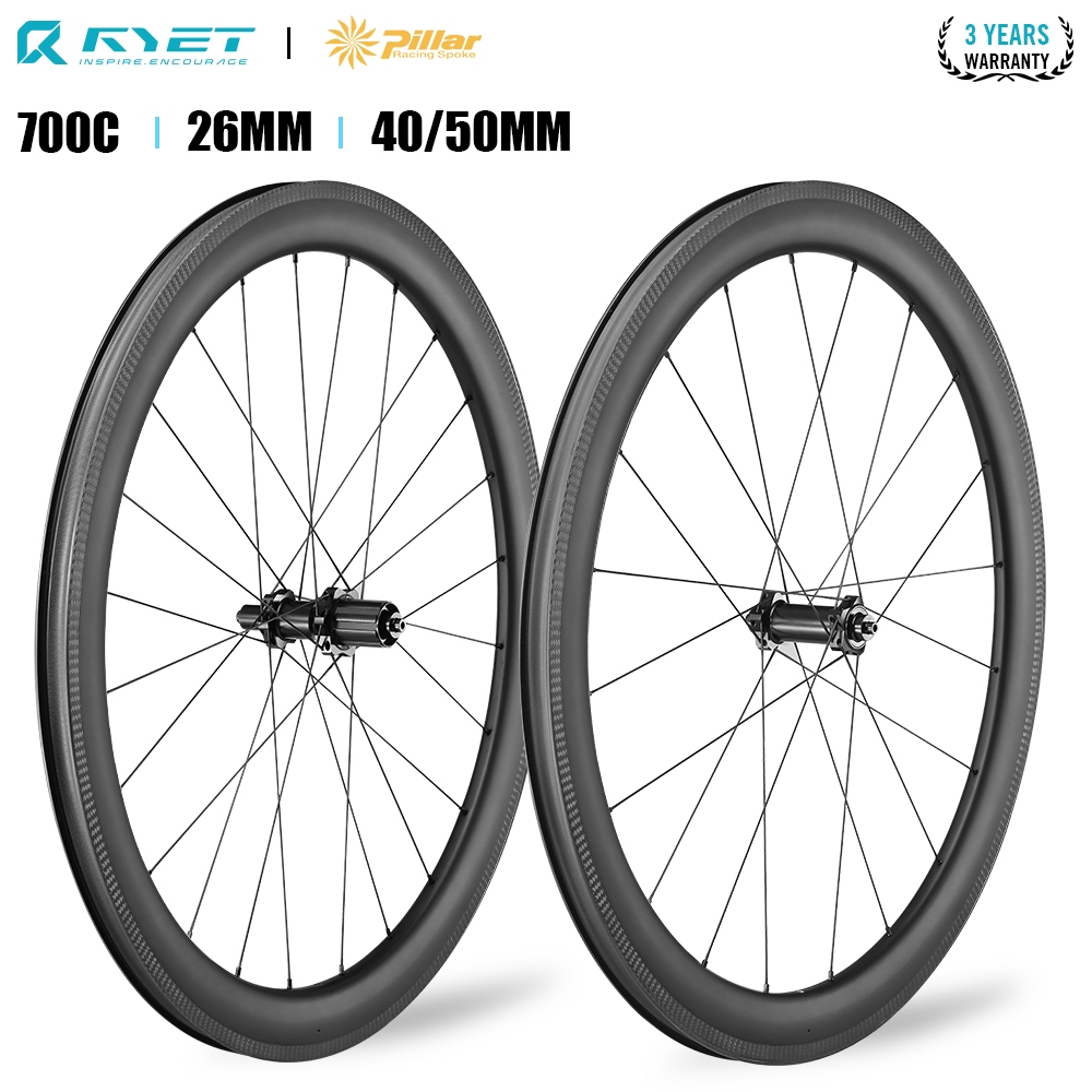 RYET Carbon V Brake Road Wheels Tubeless Clincher Bike Wheel Rimsets ...