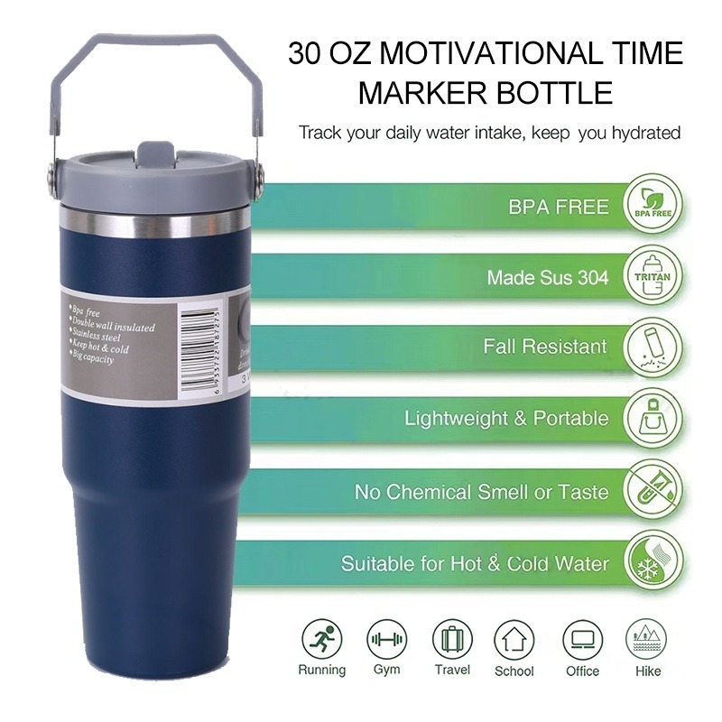 900ml 304 Stainless Steel Handheld Thermos Insulated Vacuum Tumbler Hot ...