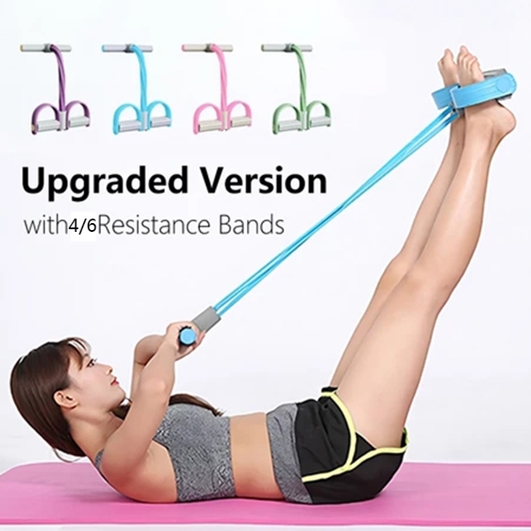 【COD]4/6 Tube Pedal Rope Resistance Band Sit Up Abdominal Vigor Fitness ...