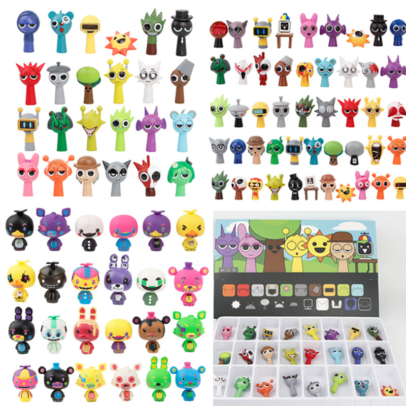 24Pcs/48Pcs Anime Five Nights at Freddy's Sprunki Building Horror Movie ...