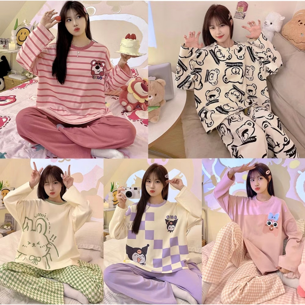 READY STOCK pyjamas women baju tidur wanita pajamas women's long ...