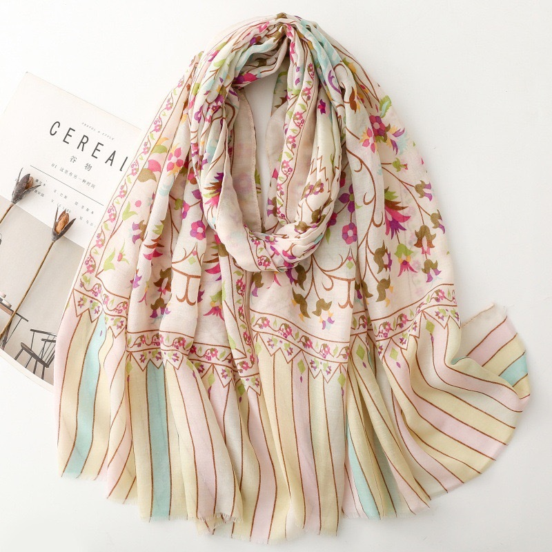 Lisa fashion 2025 muslim comfy cottonshawl floral pattern printed ...