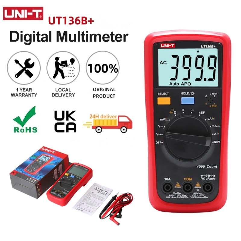 UNI-T UT136B+ Digital Multimeter Large LCD Dual Display 1000V 10A AC DC ...