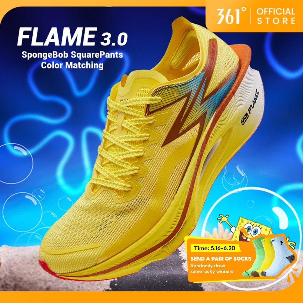 361 Degrees Flame SpongeBob Men Running Shoes Marathon Carbon Plate  Racing Breathable 672432218F