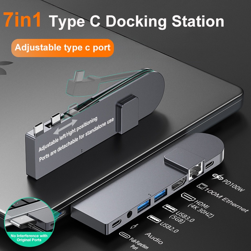 USB C Adjustable Adapter for MacBook Pro/Air Multiport USB C Hub with ...