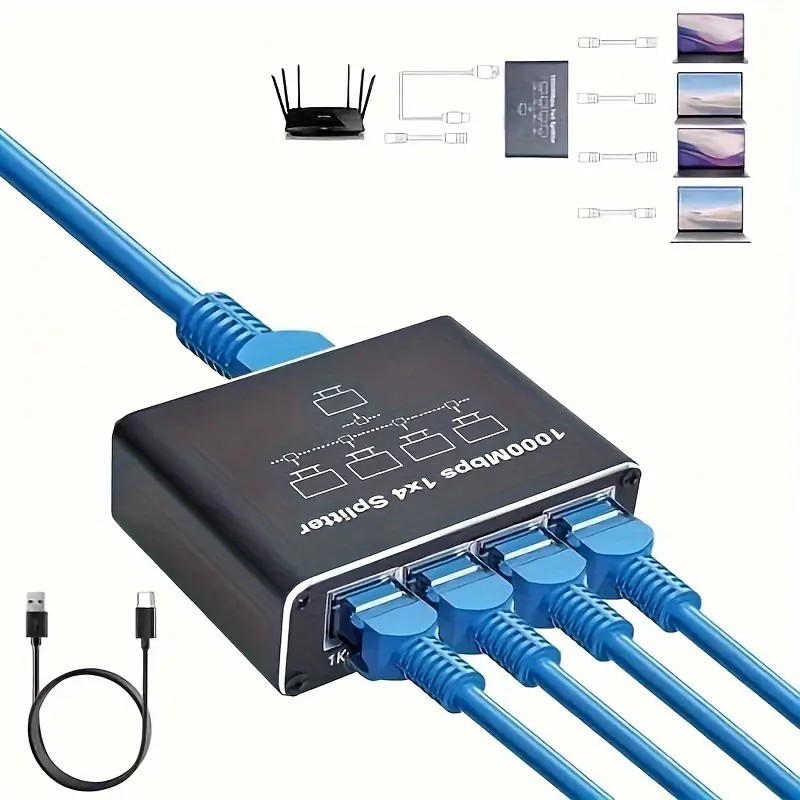 Ethernet Switch 1 to 4 High Speed RJ45 1000Mbps Network Switch ...