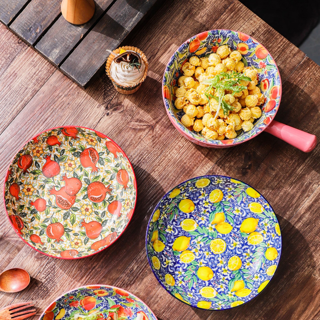 Fruit pattern plate,underglaze plate,Bohemian style dinner plate/Cawan ...