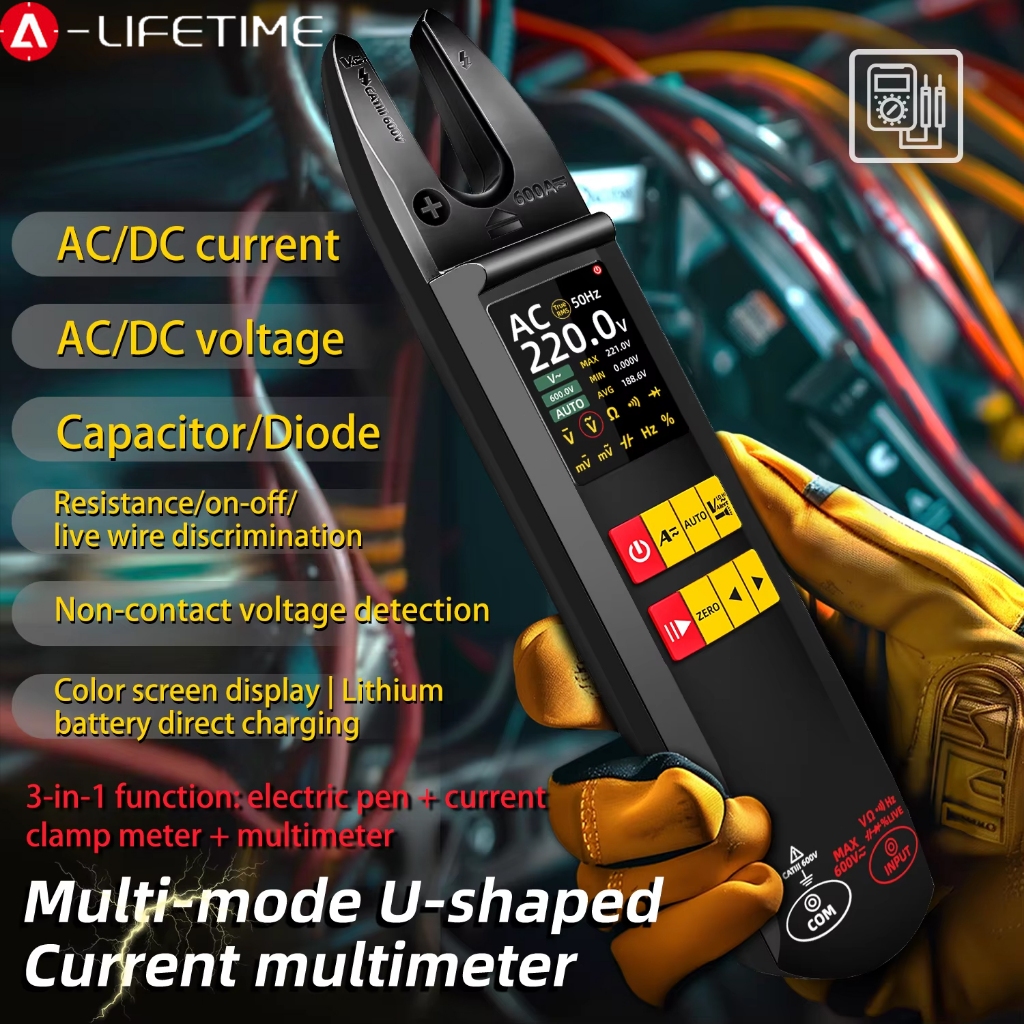 3 in 1 NEW Digital Current Clamp Meter Electric Pen U-shaped U5 AC DC ...