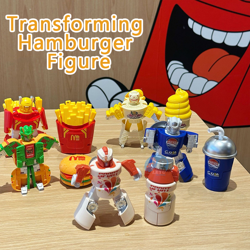 Kids Transforming Robot Toy Set Burger Fries Cola Transformers Toy ...