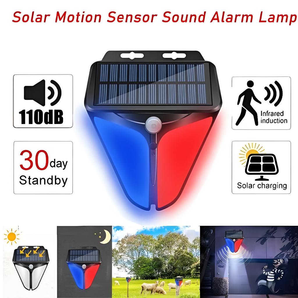 Solar Security Alarm Motion Sensor Sound Light Siren Human Body Sensor ...