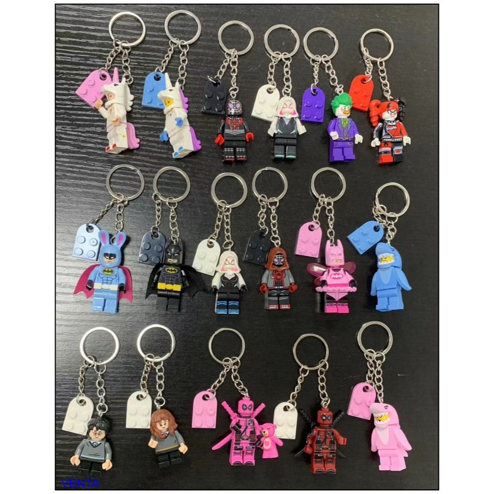 With heart Building blocks Keychain Drawing School Bag Pendant Chain ...