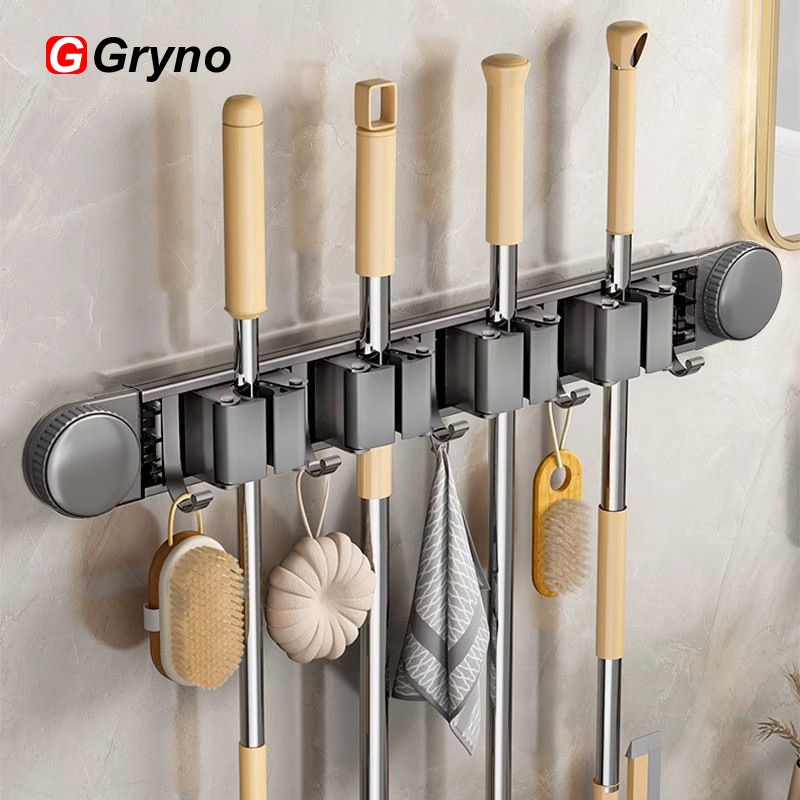 Gryno Suction Cup Mop Holder Hook Cilp Wall Mounted No Drill Reusable ...
