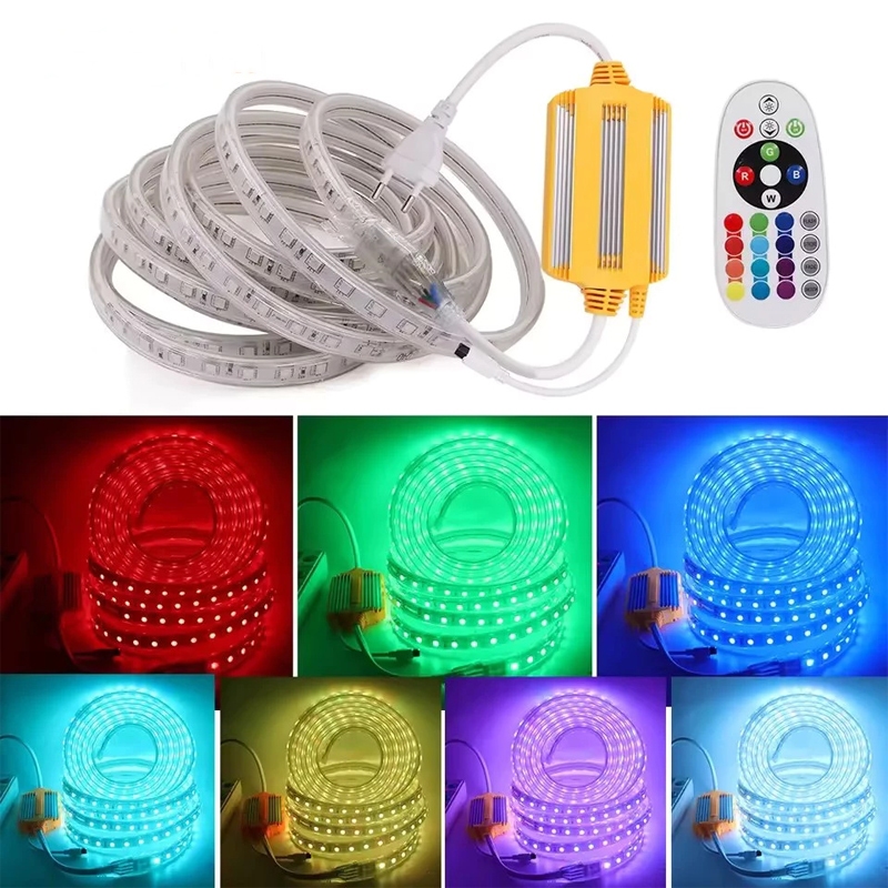 220V LED RGB Light Strip Smart Bluetooth Music Synchronous Flexible ...