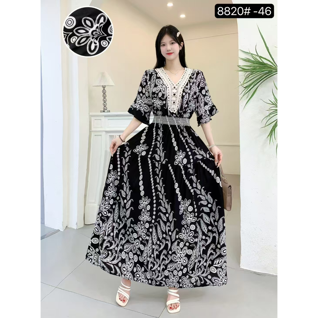 THHONE Summer Indian Dress Women Clothes Guan Boho Bohemian Long Vintage  Korean Style Fashion Beach Vacation Hawaii Casual O Neck Lace Floral Robe  Print Dresses | Shopee Malaysia