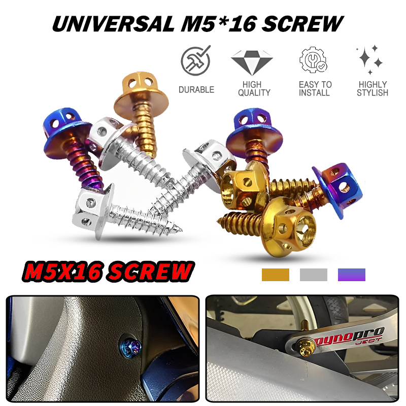 [1 BIJI] M5*16 Body Cover Set Screw Titanium Gold Silver Yamaha ...