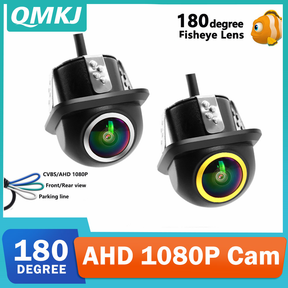 QMKJ AHD 1080P Front Rear Side View Reverse Camera 180 Degree Wide ...