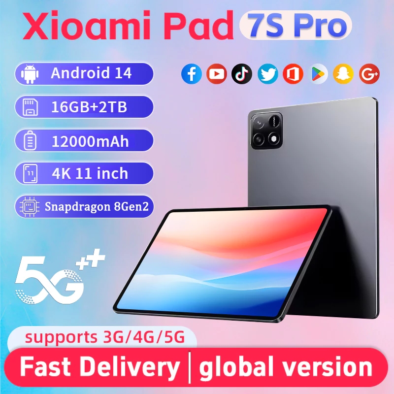 New original upgraded Pad 7S PRO tablet for Android 14 Snapdragon 11 ...