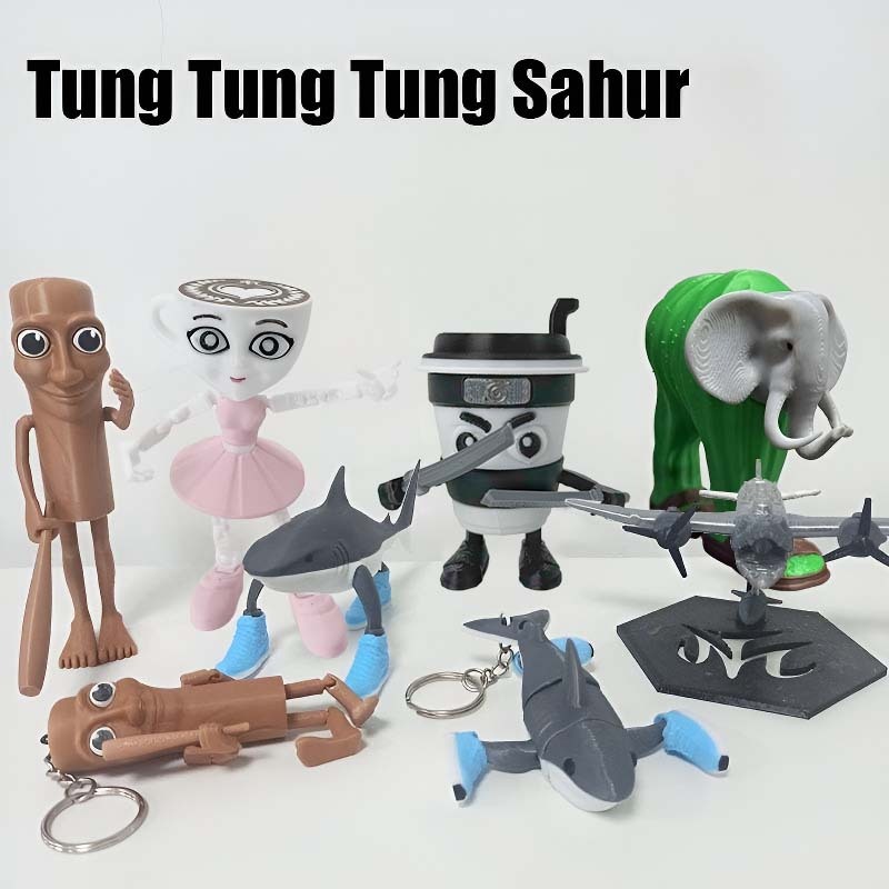 8 Stück Italian Brainrot Figuren - Lustige 3D Druck Tierstatuen 4,5-8,5cm