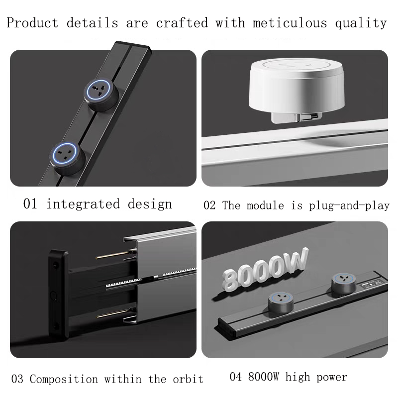UK 13A Sliding Electrical Rail System Adjustable Multi-Socket Strip for ...