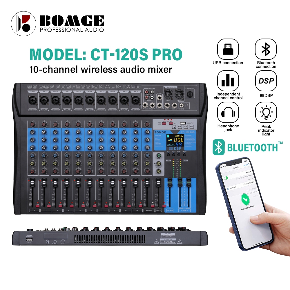 BOMGE Professional Mixer Soundboard Console 8 Channel Desktop System ...