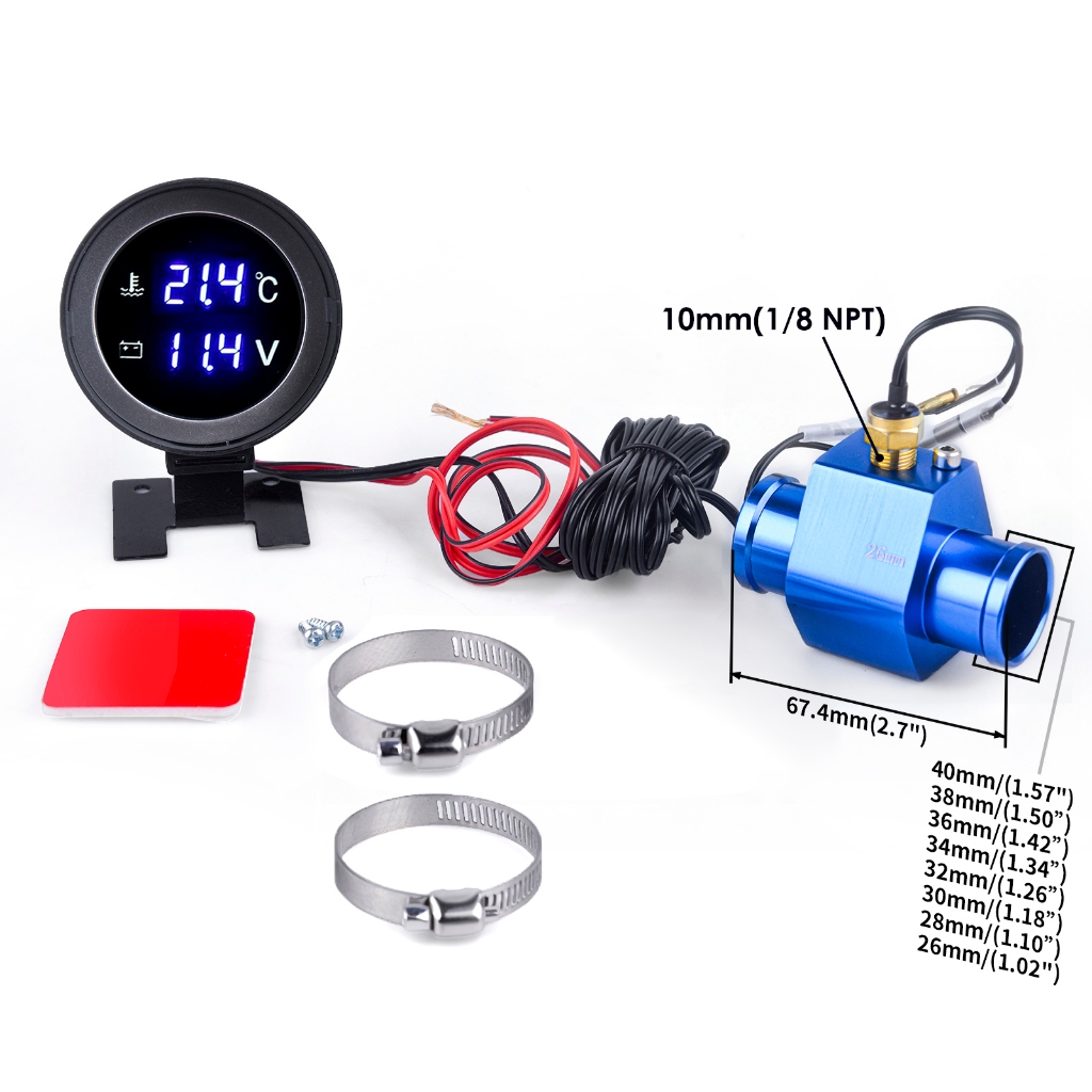Auto Car Water Temp Gauge/Voltmeter For Cars 28-40MM Adapter 10MM Car ...