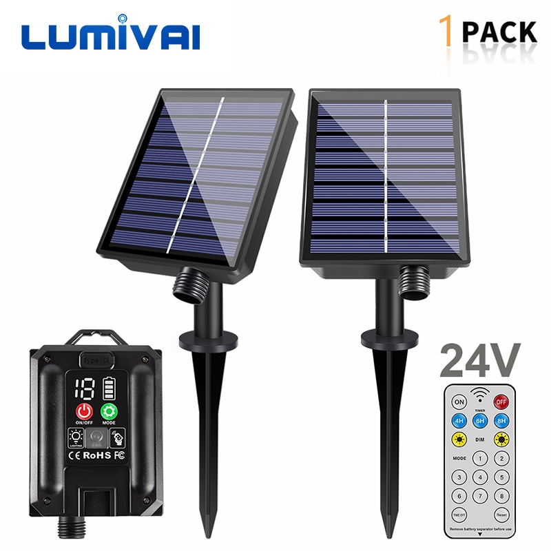 LUMIVAL Solar String Light Control Box Kit Lithium Battery Panel for ...