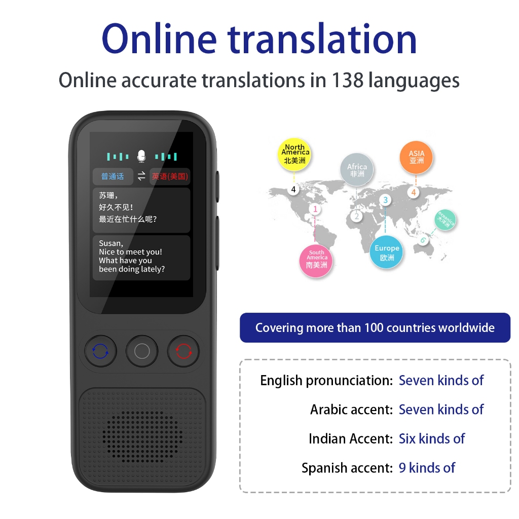 Portable Language Translator Device AI Translator with 138 Languages ...