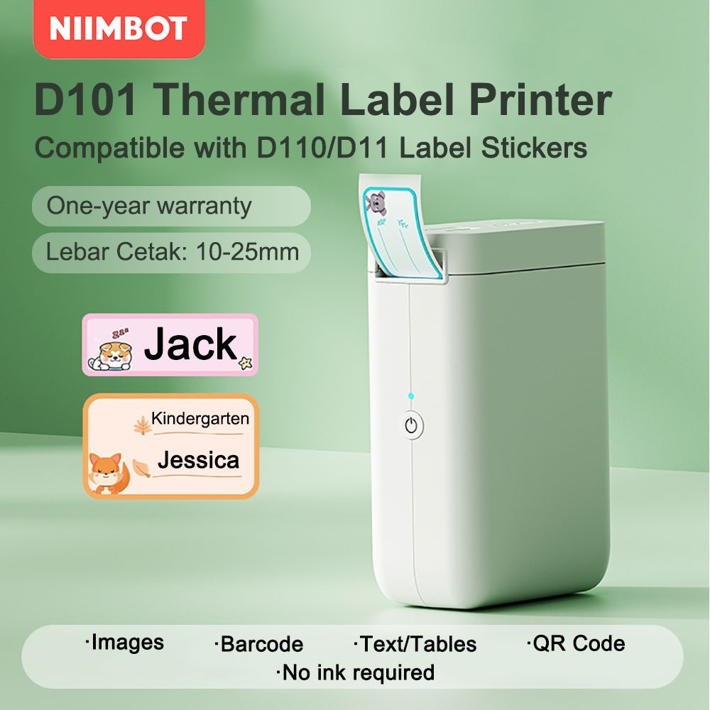 NIIMBOT D101 Wireless Bluetooth Thermal Label Printer No Ink ...