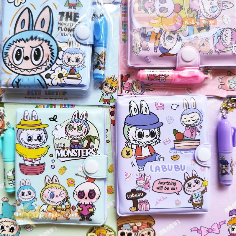 Labubu Handbook With Free Pen Cartoon Pop Mart Monster Notepad Children ...