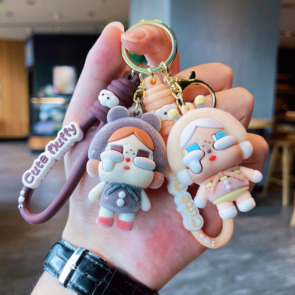 New flocking cry girl doll keychain cute cry girl doll backpack pendant ...