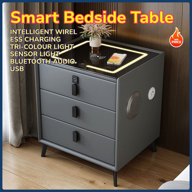 Smart Bedside Table Meja Sisi Katil Digital 【Wireless Charging ...