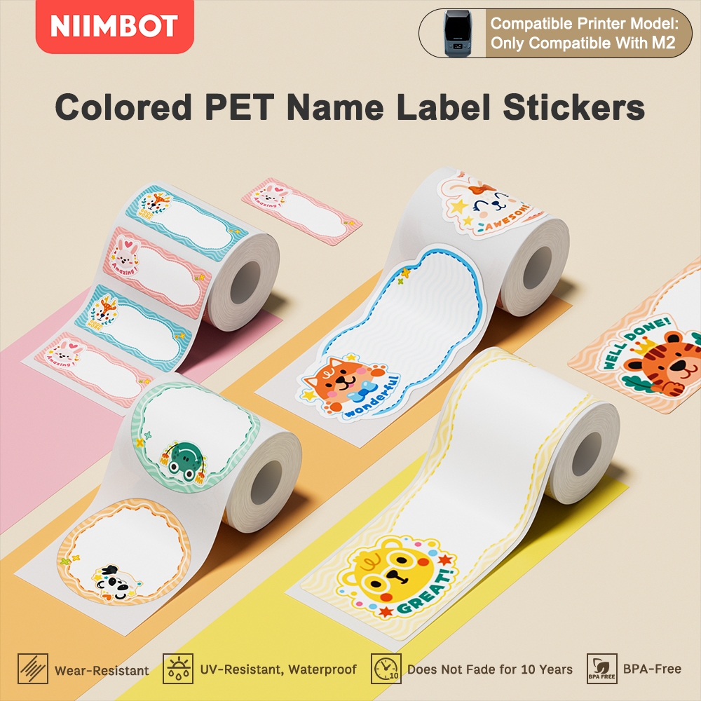 NIIMBOT M2 Cartoon Label Paper – Cute Name Stickers for Students ...