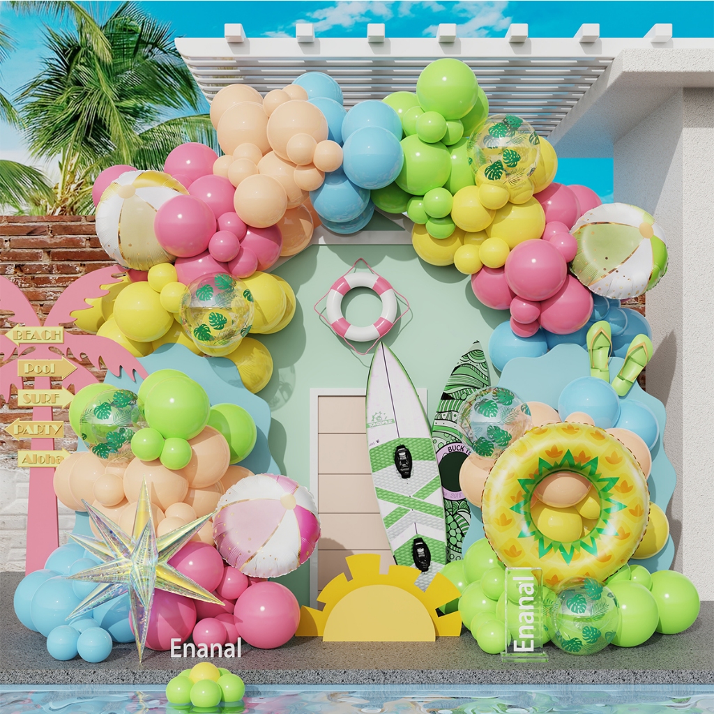 137pcs/set Summer Theme Balloon Garland Arch Kit Explosion Star Beach ...