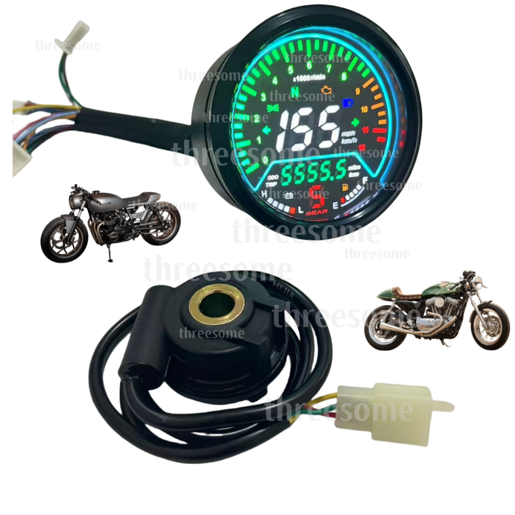 Motorcycle Universal LED Speedometer Digital Moto Dashboard Cafe Racer ...