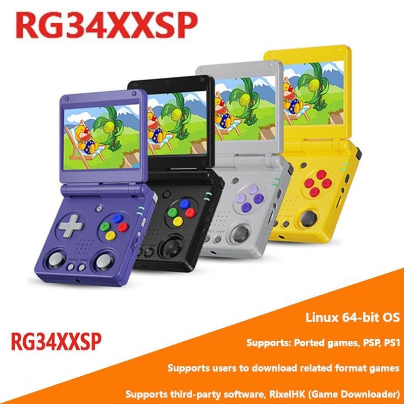 RG34XXSP 3.4-Inch IPS Flip Handheld Game Console Linux 64-bit H700 quad ...