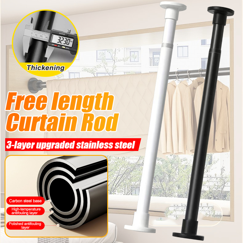 118-418cm Telescopic Curtain Rod Adjustable Stainless Steel Drying Rack ...
