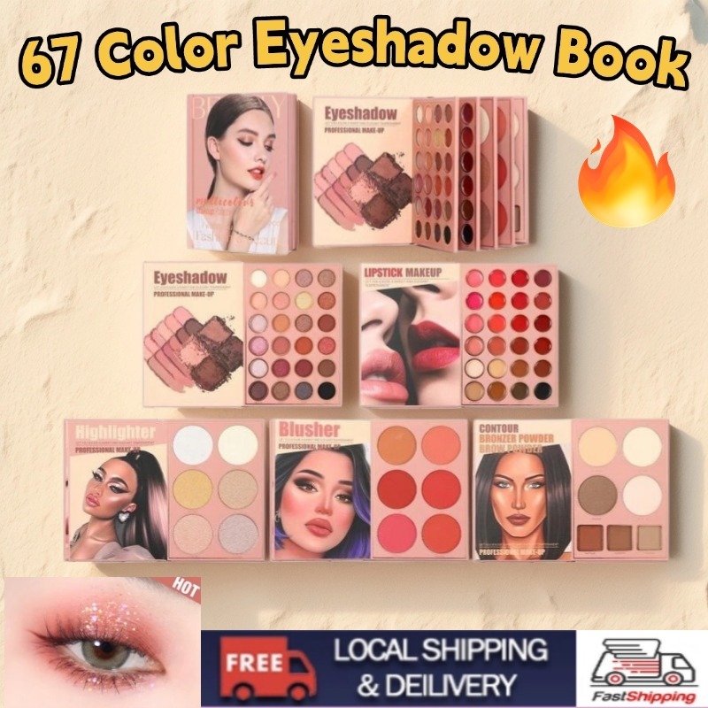 【Ready Stock】67 Color Eye Shadow Book Shimmer Matte Eye Shadow Lip ...
