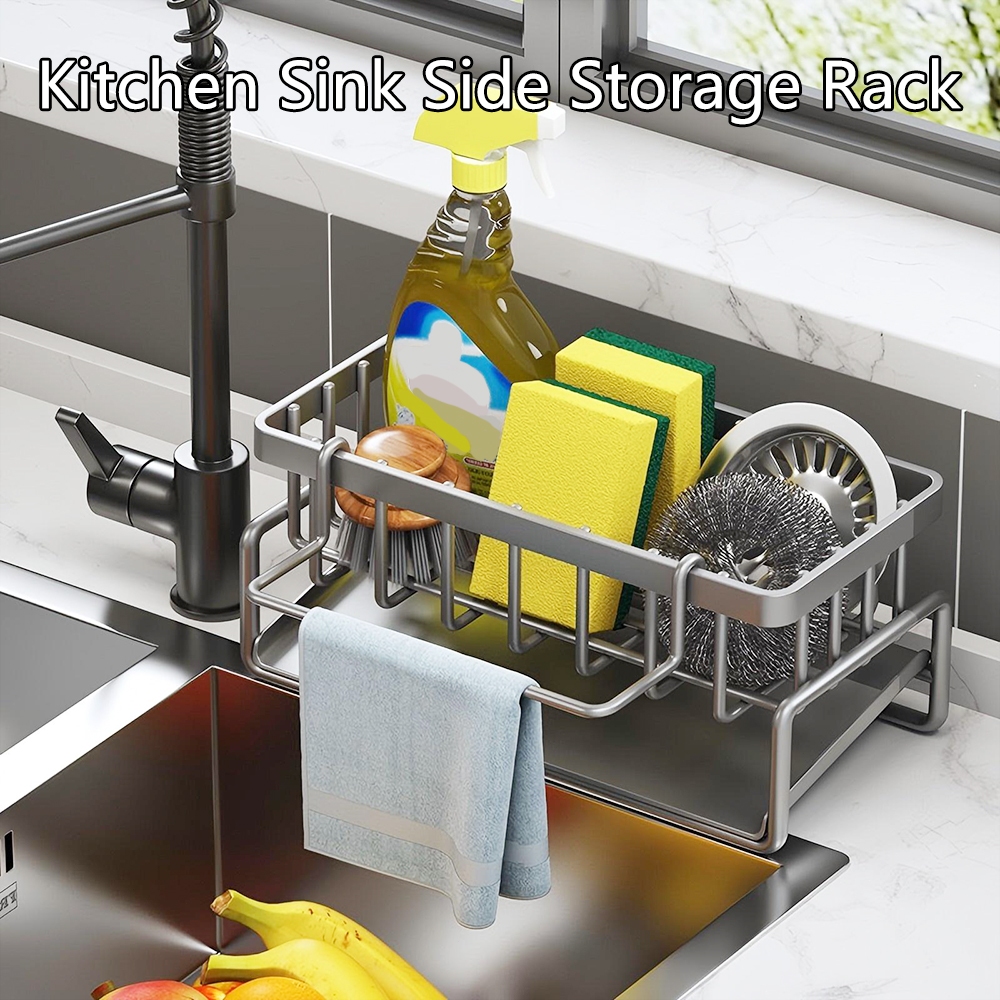 Kitchen Sink Drain Rack, Sponge Holder, Dishcloth Rack & Drainer Basket ...