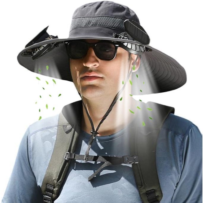 Cappello Con Ventilatore A Energia Solare Per Uomo – Tesa Larga, Ricaricabile, Tessuto Traspirante – Ideale Per Pesca, Outdoor E Protezione Solare