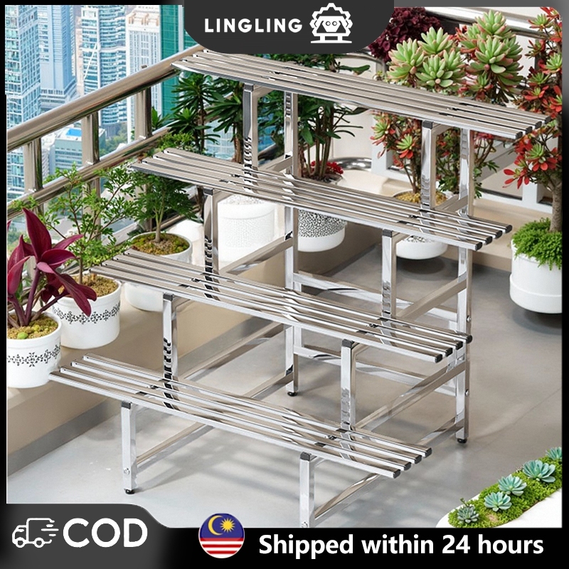 【LingLing】304 Stainless Steel Flower Rack Flower Stand Garden Plant ...
