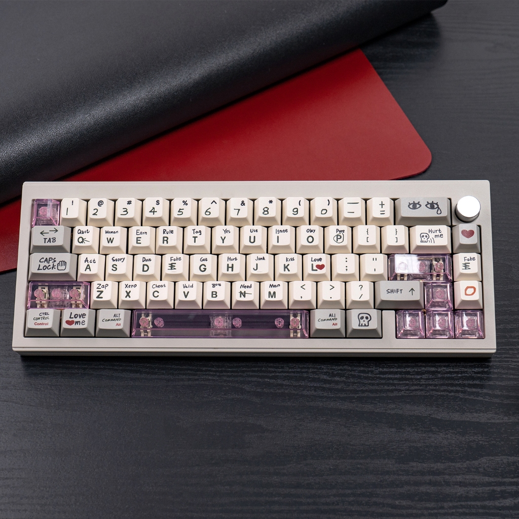 10 Pcs Transparent Red / Blue / Pink Keycaps Novelties Space bar Cherry ...