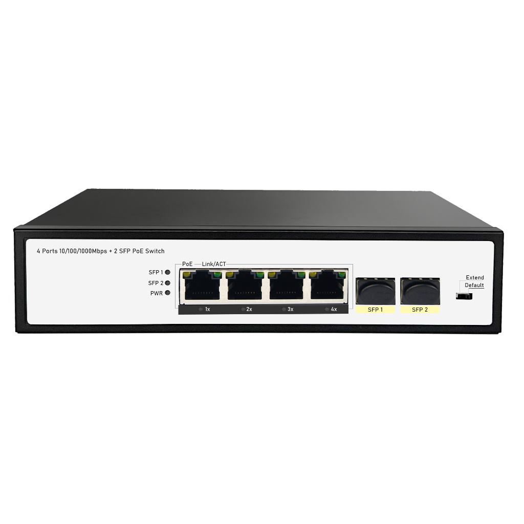 4 Port Gigabit Unmanaged PoE Switch with 2-1Gb SFP,4 PoE+ Ports@65W ...