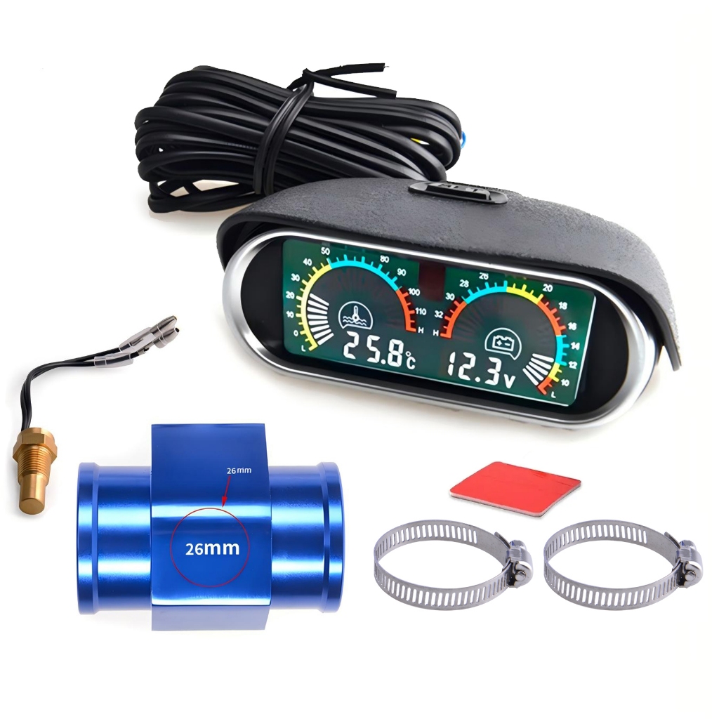 Universal 12V/24V Auto LCD Water Temperature & Voltmeter Gauge 2 in 1 ...