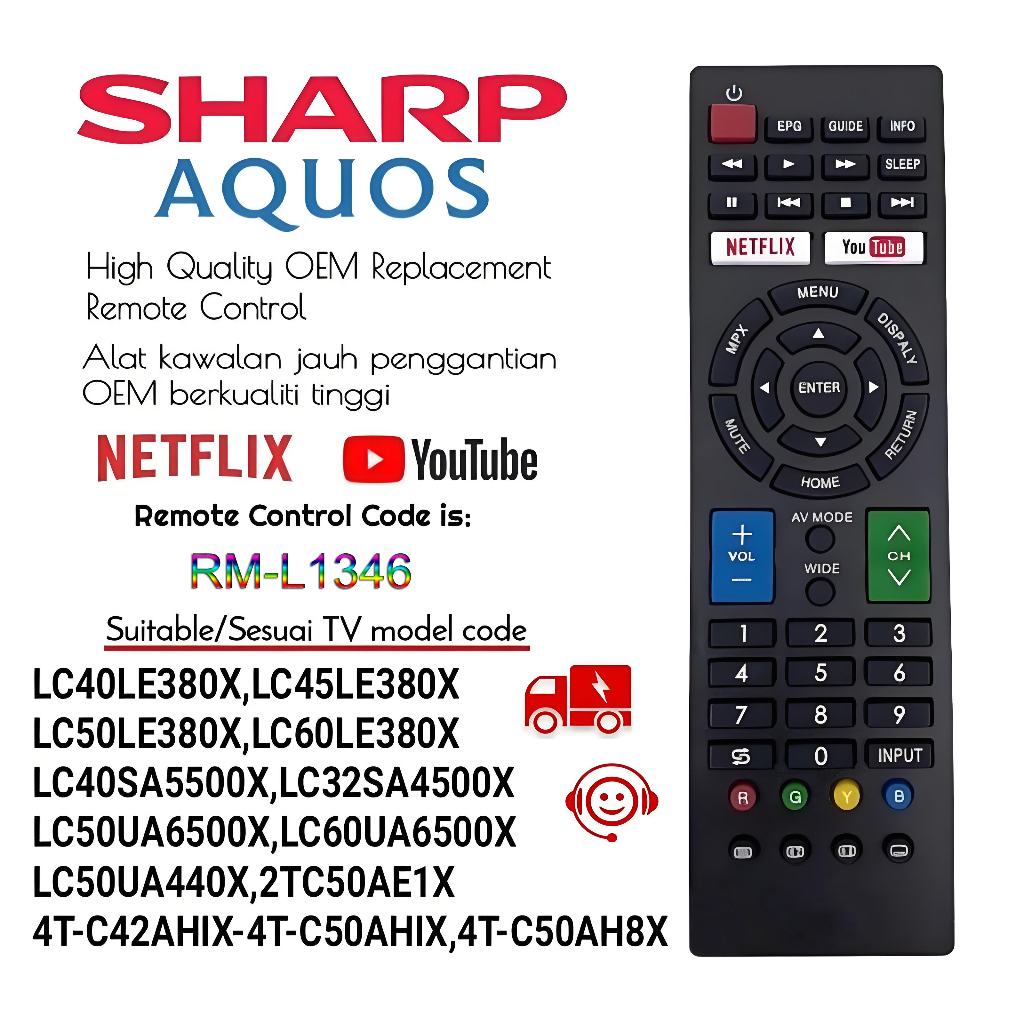 New Universal TV Remote Control for All Sharp Smart TV. | Shopee Malaysia