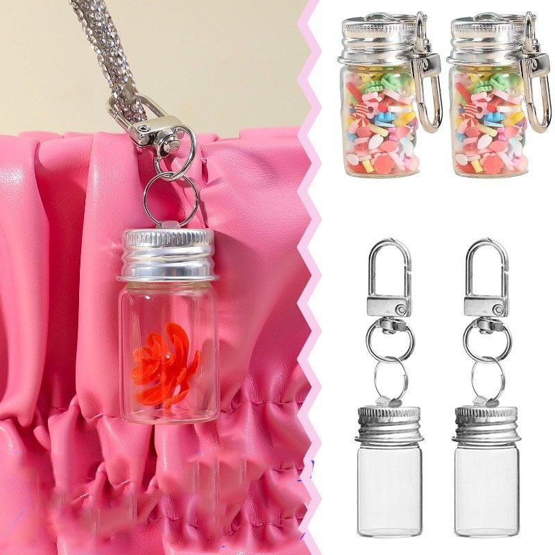 7ml/10ml Mini Wish Bottle Keychain Transparent Storage Glass Bottles ...