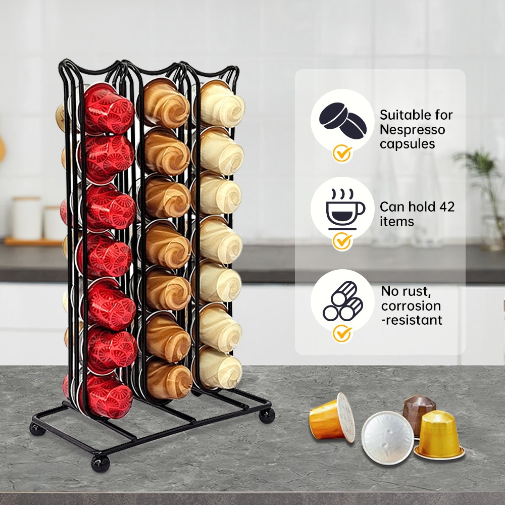 Display Capsule Rack Coffee Pod Holder 42Cups Tower Stand Storage ...