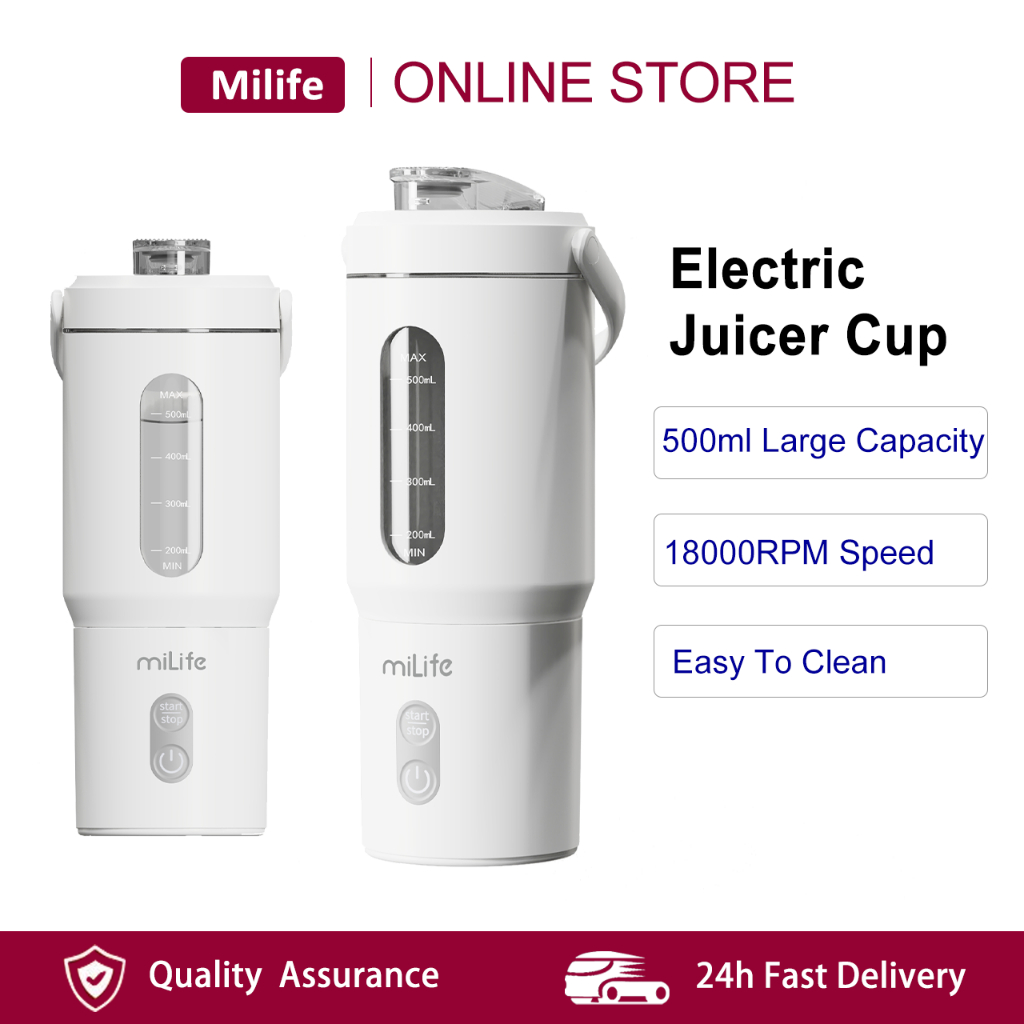 Milife 500mL Portable Electric Juicer Cup Rechargeable Smoothie Blender ...